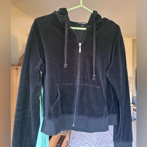 FashionNova Women’s Black Velvet Zip Hoodie